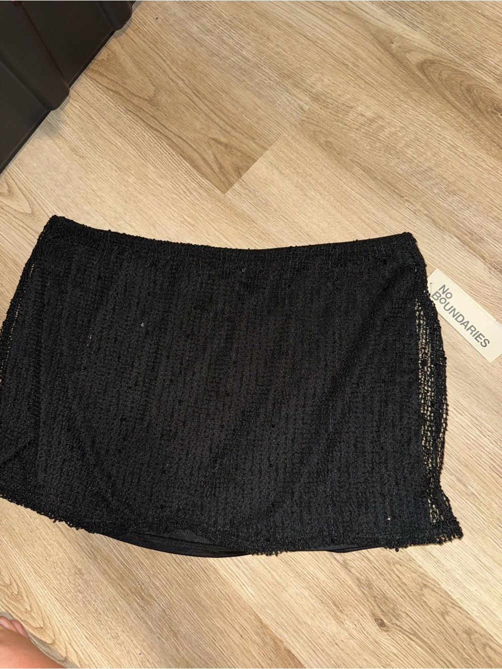 No Boundaries Black Crochet Mini Skirt